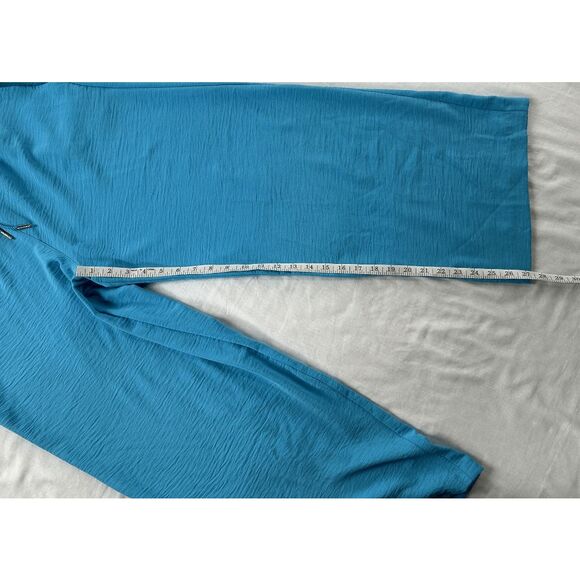 Women's Blue Lightweight Drawstring Summer Pants, Size Large, Wide Leg, Flowy - Picture 6 of 7